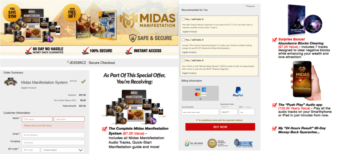 midas manifestation order page